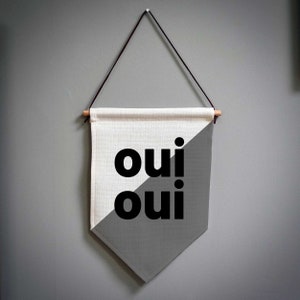 Oui Oui Bathroom Linen Pennant Flag - Bathroom Decor - Toilet Decor - Toilet Sign - Bathroom Sign