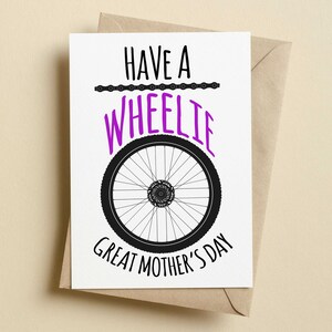 Heb een Wheelie geweldige Moederdagkaart | Fietsen Moederdagkaart | Fietskaarten voor moeders | Fiets wenskaarten