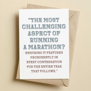 L'aspect le plus difficile de courir un marathon | Carte de course drôle de carte de chance de marathon | Cartes de course