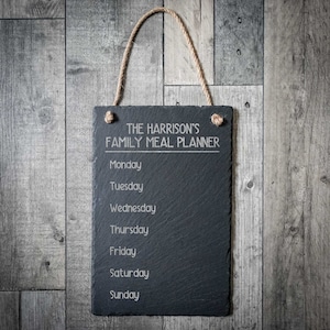 Tableau de planification de menus hebdomadaire familial personnalisé - Tableau de menus - Cadeaux de fête des mères - Tableau de menus à la craie