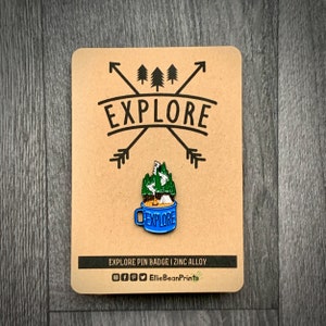 Explore Pin Badge - Explorer - Adventure  - Wanderlust - Mountain Gift - Badge - Hiking