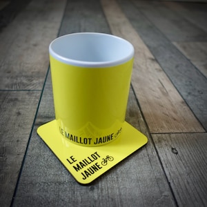 Ensemble de tasse et sous-verre en maillot Tour de France - MK2 - Cycle - Vélo - Maillot jaune - Cadeau cycliste - Cadeau vélo pour la fête des pères - Vélo de route
