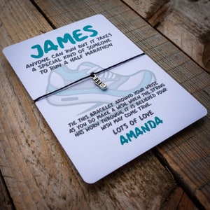 Tout le monde peut courir un semi-marathon, bracelet de souhaits personnalisé, cadeau marathon, carte porte-bonheur semi-marathon, cadeau semi-marathon, cadeau fin de course