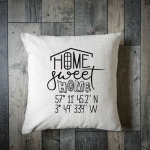 Home Sweet Home Personalised Coordinates Cushion - New Home Gift