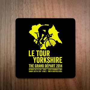 Cycling Drinks Coaster - Le Tour Yorkshire 2014 - Le Tour De France - Made in UK - Bike Gift - Road Bike - Cycling Event - 2014