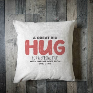 Gran abrazo personalizado para la cubierta del cojín - Día de las Madres - Regalo de mamá - Regalo de la abuela - Cojín