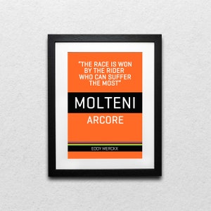 EllieBeanPrints Eddy Mercx The Race Is Won Molteni Cycling Print - Classic Cycling Print - Framed Cycling Prints
