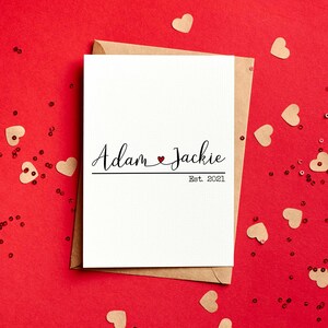 Belle carte de Saint-Valentin coeur personnalisée - prénom et année de naissance - carte d'anniversaire