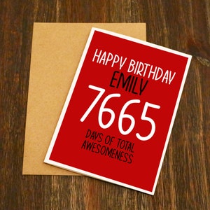 Edad personalizada en días tarjeta de cumpleaños- cualquier edad - Familia - Amigo - Correos gratis - Cumpleaños - Celebrar - Impresionante