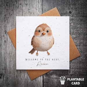 Carte de vœux personnalisée pour bébé oiseau à planter Bienvenue dans le nid | carte de vœux pour bébé | Nouvelles cartes d'arrivée | carte bébé garçon | Petite fille