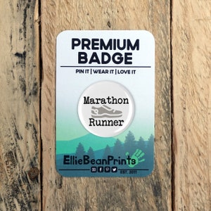 Marathon Runner Running Badge - 25mm/45mm/58mm Sizes