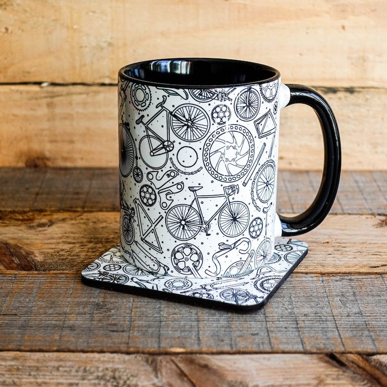 Bike Doodle Mug and Coaster Set - Cycle - Bike - Cycling Gift Mug Only