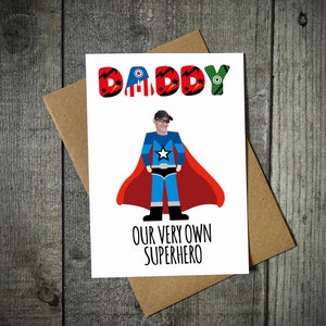 Gepersonaliseerde foto papa is onze eigen superheld kaart - Vaderdag kaart- ontworpen en afgedrukt in Yorkshire -Free Post - Verjaardagskaart