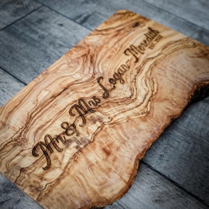 Mr and Mrs Established Chopping / Cheese Board - Wedding Gift - Sustainable Olive Wood Board - Personalised Chopping Board