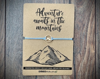 Mountain Peak Wax Cord Bracelet | Colour Options | Mountain Gift | Adventure Awaits In The Mountains | Wanderlust