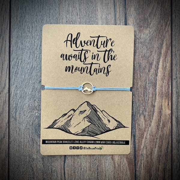 Mountain Peak Wax Cord Bracelet | Colour Options | Mountain Gift | Adventure Awaits In The Mountains | Wanderlust