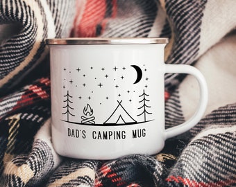 Taza de camping de papá Line Art Enamel Mug / Camp Tin Mug / Regalo de camping del Día del Padre