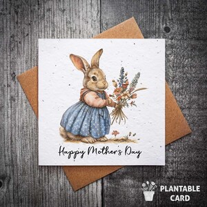Fête des Mères à planter avec des fleurs de lapin | Jolie carte pour la fête des mères | pour la fête des mères | Cartes Fleurs sauvages