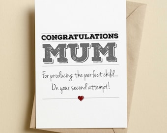 Funny Mother's Day Card | Congratulations Mum Perfect Child | Cards For Mum