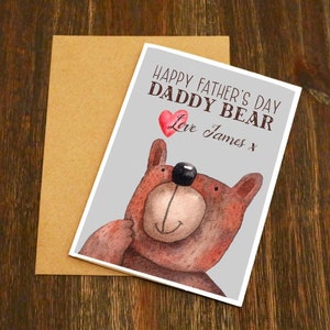 Gepersonaliseerde Happy Father's Day Daddy Bear - Vaderdagkaart - Ontworpen en afgedrukt in Yorkshire - Gratis post - Schattig