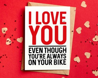 Tarjeta de San Valentín de ciclismo / Tarjetas divertidas de bicicletas / Tarjetas de ciclistas