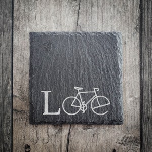 Love Bike Slate Coaster - Love Cycling Gifts - Slate Coaster - Bike Coasters
