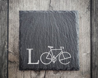 Posavasos de pizarra "Love Bike" - Regalos para ciclistas - Posavasos de pizarra - Posavasos para bicicletas