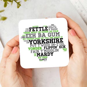 Yorkshire Dialect County Lines Coaster | Cork Backed Premium Coaster | Printed In Yorkshire | Yorkshire Sayings | Yorkshire Quotes