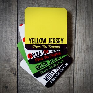 Tour De France Jersey Coaster Set - MK3 - Jersey amarillo - Rey de las montañas - Regalos de ciclismo
