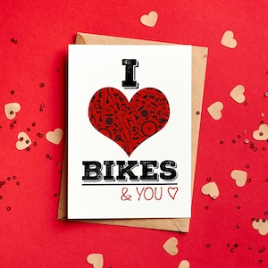 I Love Bikes And You Cycling Valentine's Card - Funny - Girlfriend Cycle Cyclist MTB Biker Card