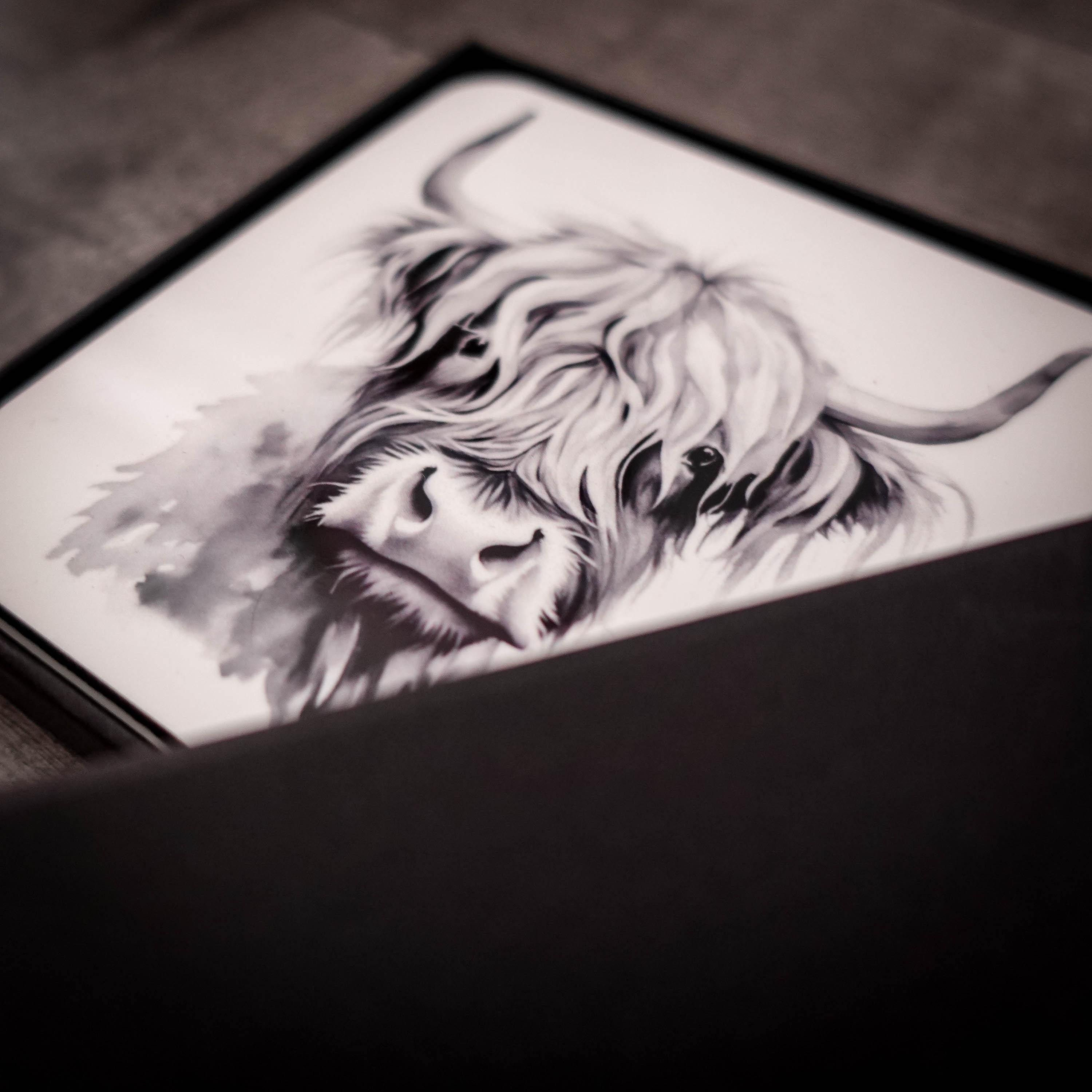 Stunning Highland Cow Coaster Set | Gift Boxed | Premium Cork Backed Highland Cow Coasters | Scotland Coasters