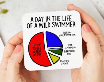 Ein Tag im Leben eines wilden Schwimmers Freiwasser-Schwimmen-Untersetzer - Lustiges Schwimmen Geschenk | Wilde Schwimmen Geschenke