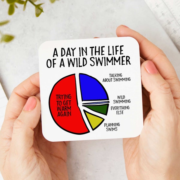 A Day In The Life Of A Wild Swimmer Open Water Swimming  Coaster - Funny Swimming Gift | Wild Swimming Gifts