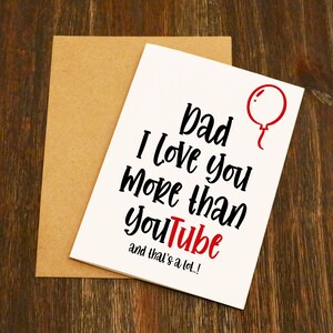 I Love You More Than You Tube Father's Day Card- Funny Father's Day Card - Ontworpen en afgedrukt in Yorkshire -Free Post