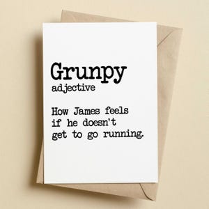 Grunpy Running Card  |  Funny Running Card  | Available Personalised | Running Cards | Personalised Running Card