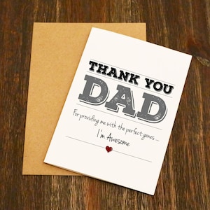 Thank You Dad I Am Awesome- Funny Vaderdag kaart - ontworpen en afgedrukt in Yorkshire - Gratis Post