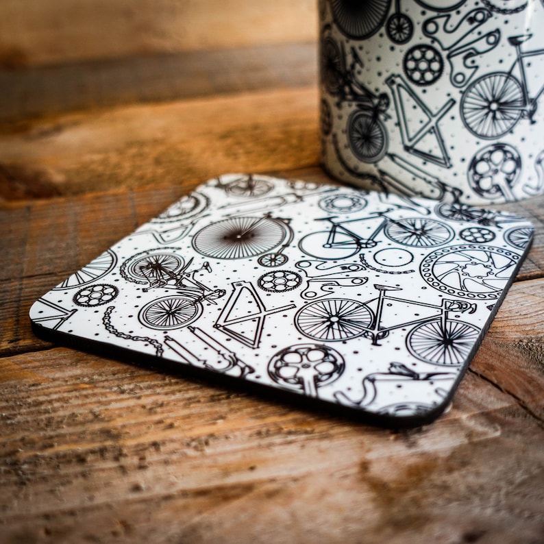 Bike Doodle Mug and Coaster Set - Cycle - Bike - Cycling Gift image 5