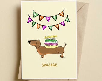 ダックスフントソーセージ犬の誕生日カード