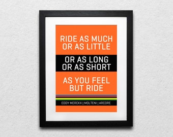 Impresión de ciclismo Eddy Merckx But Ride Race Edition Regalo de ciclismo / Impresión de ciclismo enmarcada