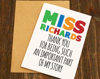 Thank You For Being An Important Part Of My Story - Personalised Teacher Card - End Of Term