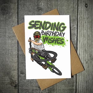 Envoi de souhaits d'anniversaire - Carte d'anniversaire de vélo de montagne - Carte d'anniversaire de vélo