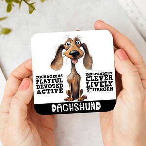 Dog Personality Premium Drinks Coasters | Choose Your Breed | Dachshund Dalmatian Doberman Cocker Spaniel Beagle