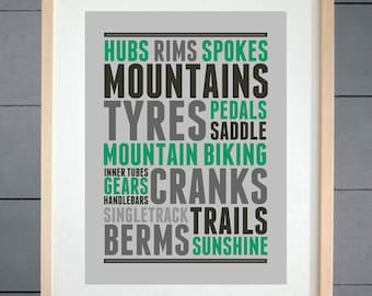 EllieBeanPrints Mountain Bike Thoughts  Print - Various Sizes
