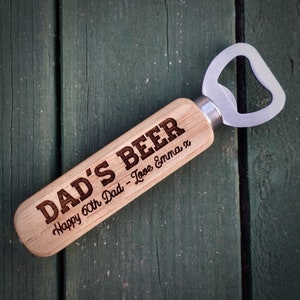 Personalised Wooden / Stainless Steel Bottle Opener - Dad's Bottle Opener - Dad's Birthday Gift - 40th 50th 60th