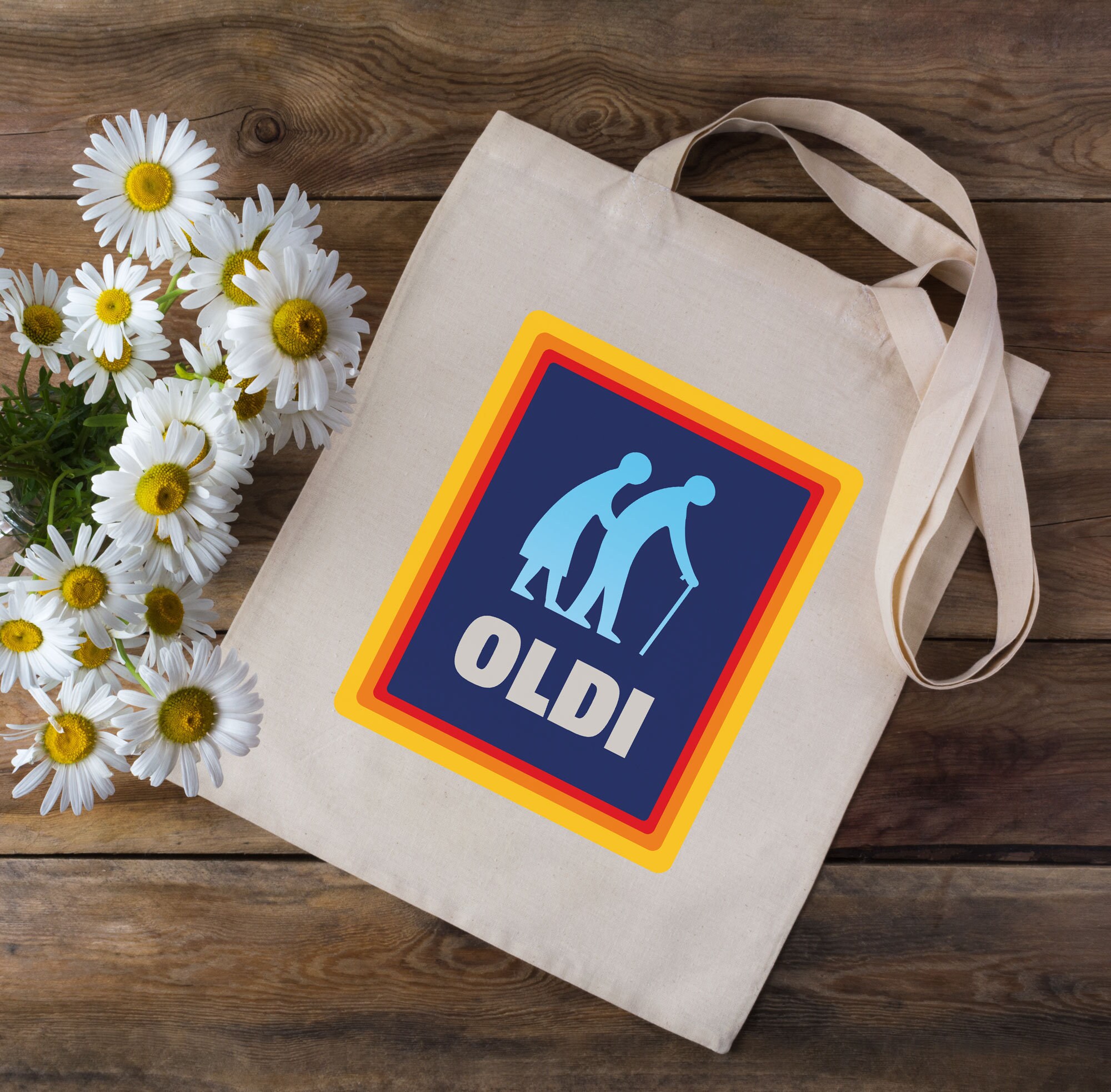Oldi Shopping Bag Tote Bag Elderly Couple Design Etsy