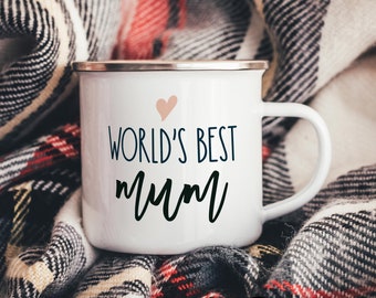 World's Best Mum Enamel Camper Mug - Campervan Mug - Camping Mug For Mum