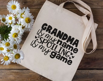 Grandma Is My Name Spoiling Is My Game Tote Bag - Grandma Gift - Grandma Tote Bag - Granny - Gran