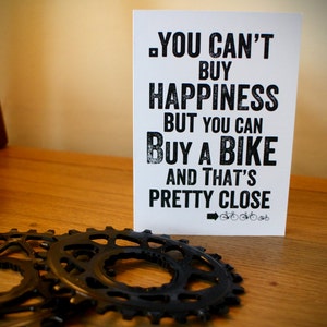 Je niet kopen geluk maar je een fiets wenskaart kopen - Fietskaart - Bike Art - Fiets verjaardagskaart - Fietser - Blank