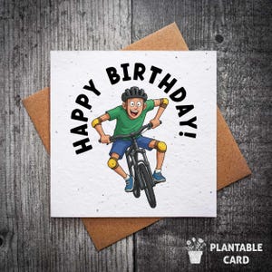 Carte plantable de vélo de joyeux anniversaire | Cartes pour cyclistes |  Carte d'anniversaire vélo
