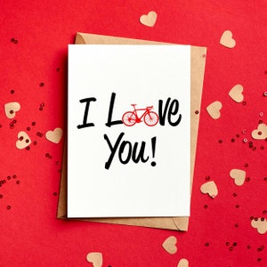Biglietto di San Valentino "I Love You Bike Cycling" - Divertente - Biglietto per motociclista MTB con fidanzata, ciclista